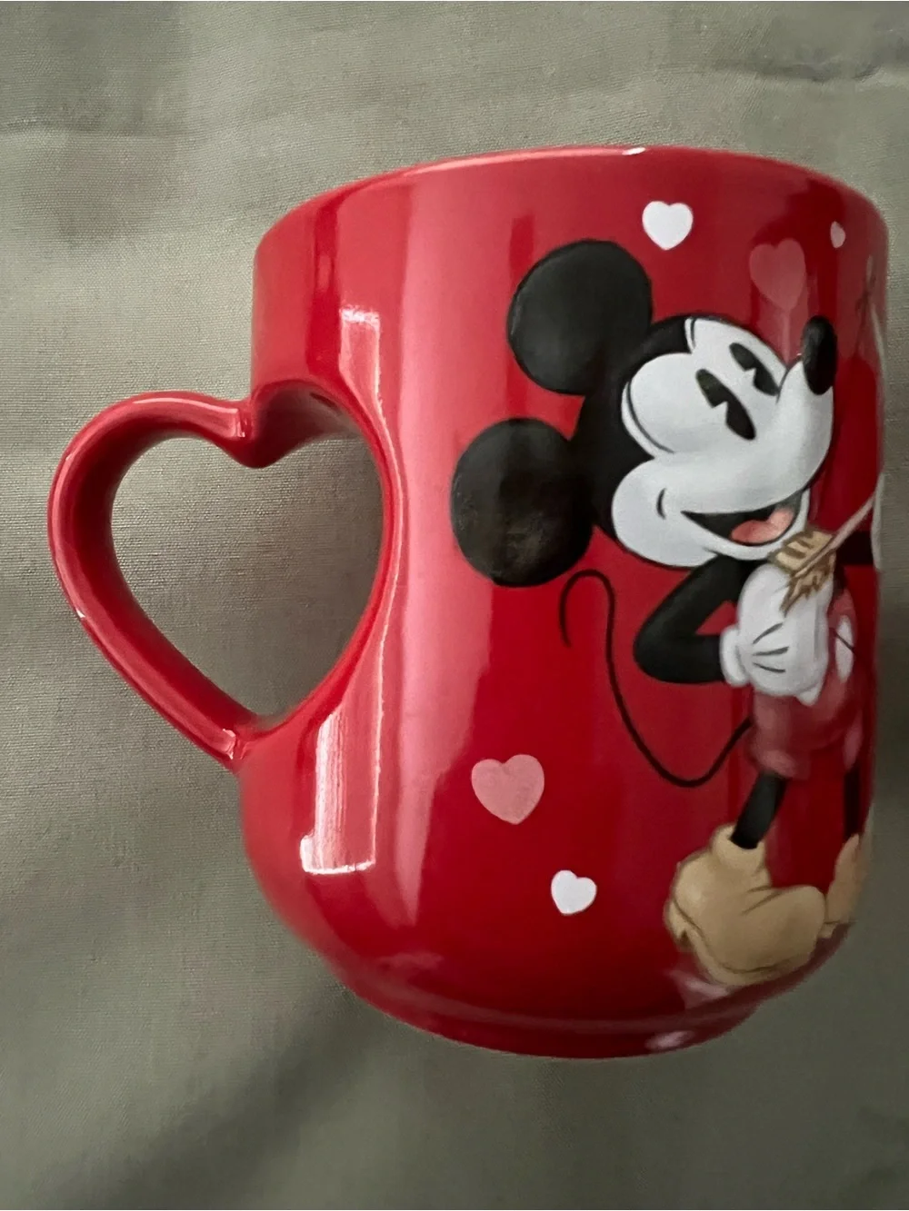 Disney Store Mickey & Minnie “His and Hers” Heart-Handle Ceramic Mug Pair